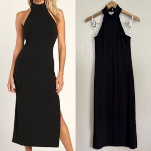 Simply Enchanted Black Halter Midi Dress